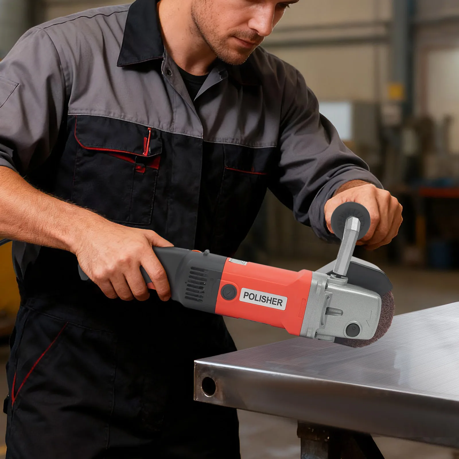 

Ручная шлифовальная машина 1400 Вт, стандарт США, 110 В, 8 скоростей, 600-3600 об/мин, 2 ролика для сатинирования, алюминиевый сплав/сталь