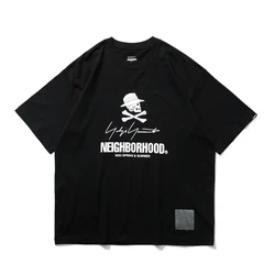 Classic Black White NEIGHBORHOOD Short-sleeved T-shirt Pop Japanese Harajuku T Shirt Signature Slogan Loose Top NBHD T Shirts