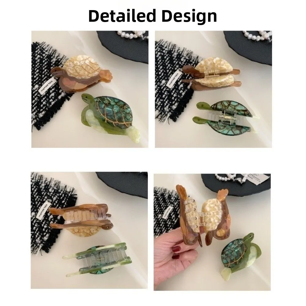Acetate Turtle Hair Claw Clip Interlocking Teeth Decorative Style Animal Hair Clip Glossy Finish Hairstyles Tool