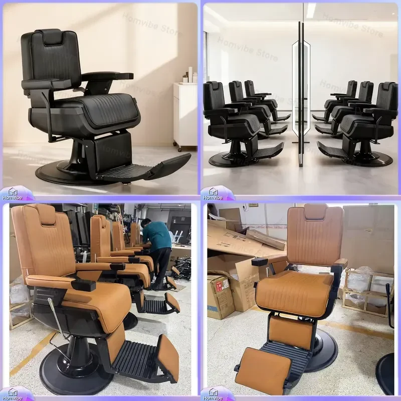 Premium Black Hydraulic Reclining Barber Chair with 360° Rotation for Hair Salon Styling Shaving and Cutting Modern