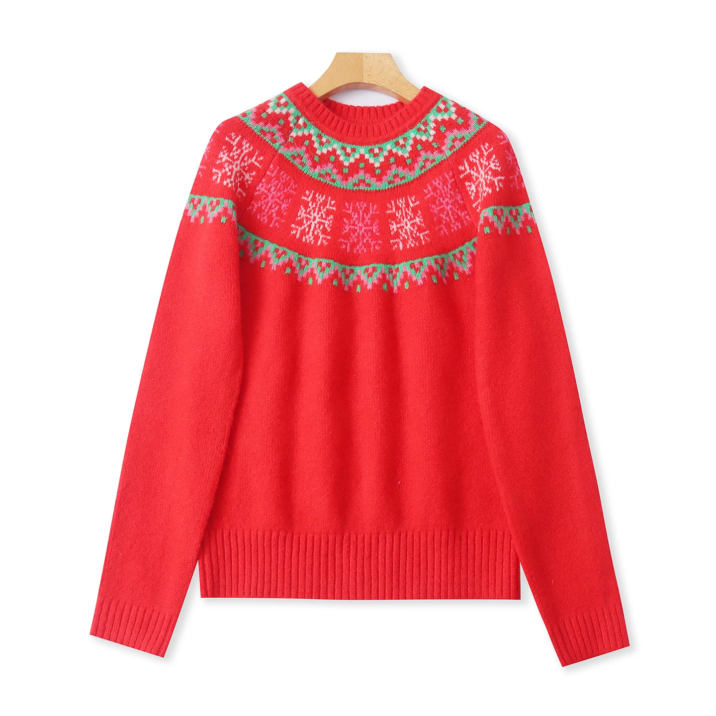 

Cisas Red Loose Fit Overhead round Ne Knitwear Versatile Slimming Age-Defng Casual Sle Fem Faion Sweater
