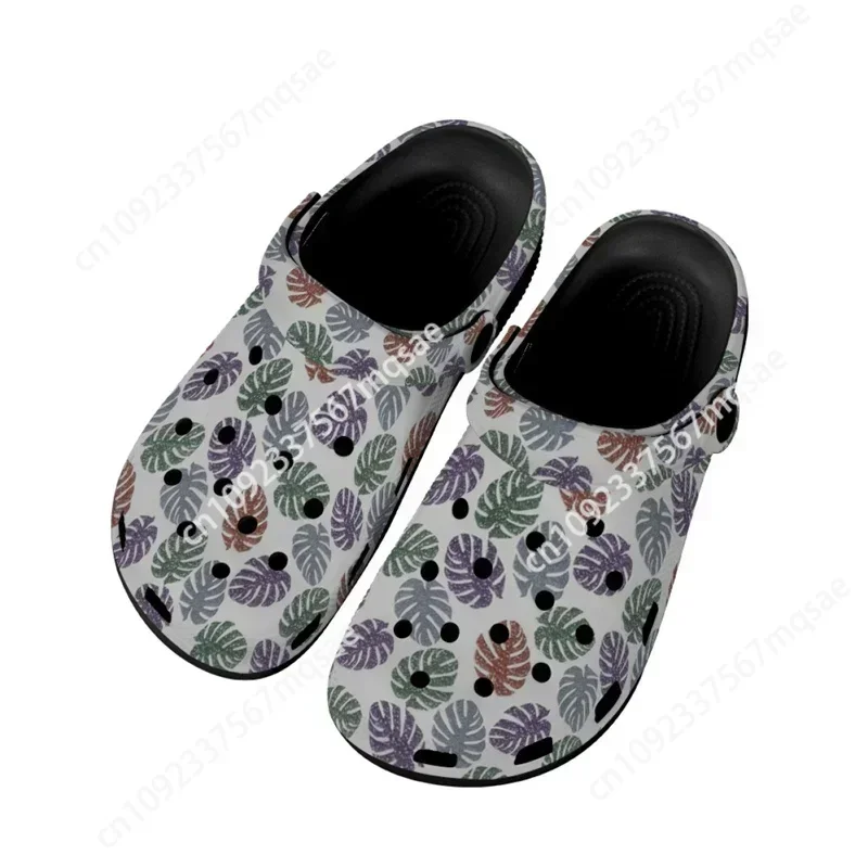 

Outdoor Garden Shoes Summer Tropical Monstera Pattern Breathable Comfortable Women Home Slippers For Bathroom Anti-slip Casual