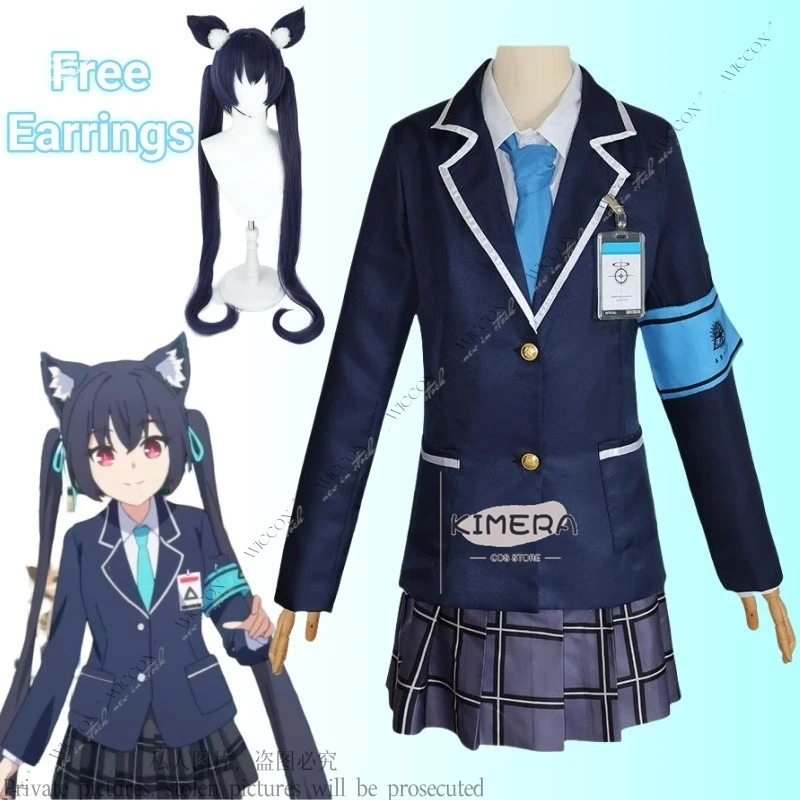 Blue Archive Cosplay Costume Wig Free Earrings Kuromi Serika Game JK School Uniform Daily Outfit Role Play Halloween Costume