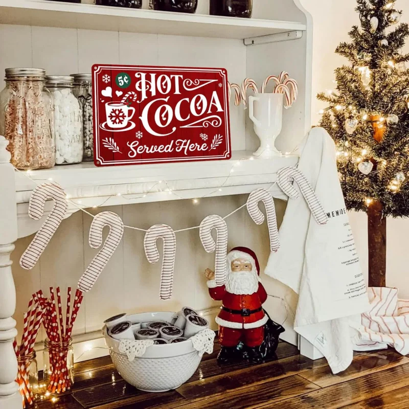 Christmas logohot cocoa coffee barretro iron sheet hanging painting wall living room decoration