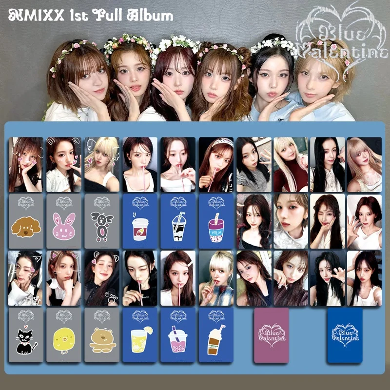 โฟโต้การ์ดอัลบั้มเต็มชุดแรกของวงบลู (NMIXX) รุ่นวาเลนไทน์ พิมพ์สองด้าน ฟิล์มด้าน คิวจิน จีวู ของสะสมสำหรับแฟนคลับ ของขวัญ