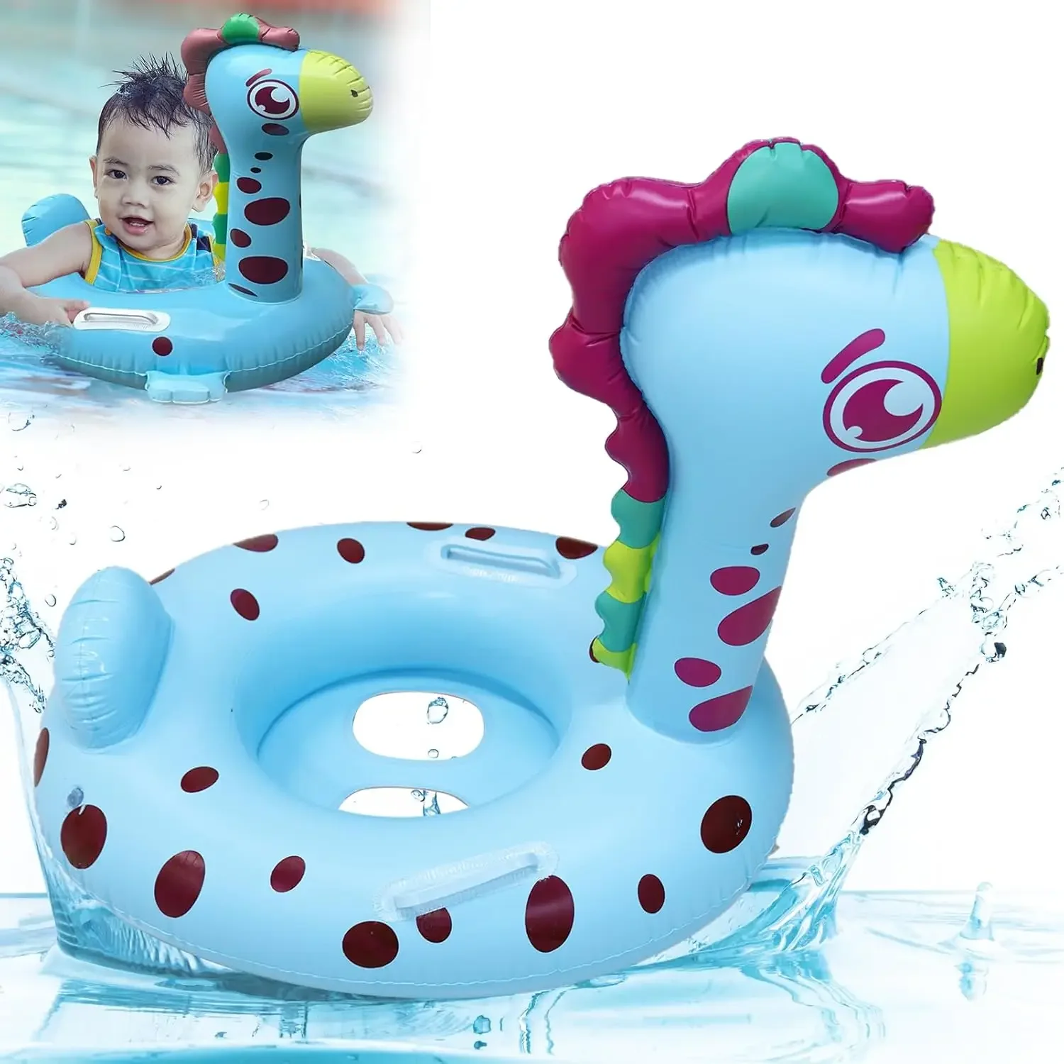 Giocattolo gonfiabile dell'acqua in PVC Giocattolo dell'acqua per bambini Anello da nuoto Sedile galleggiante gonfiabile a forma di giraffa Sedia per attrezzatura per piscina estiva per bambini