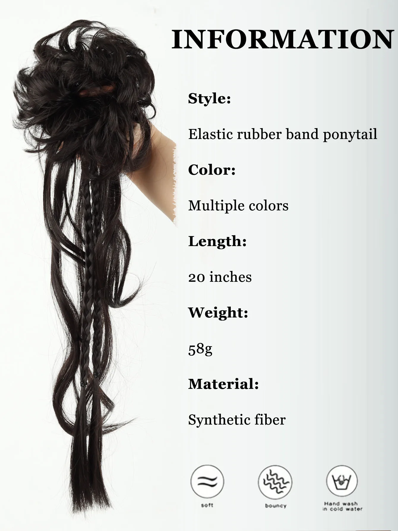 LM Synthetic Bun Wavy Ponytail Hair Extension with Elastic Hair Tie Chignon Ponytail Braided Hairpiece Strands for Girls Daily