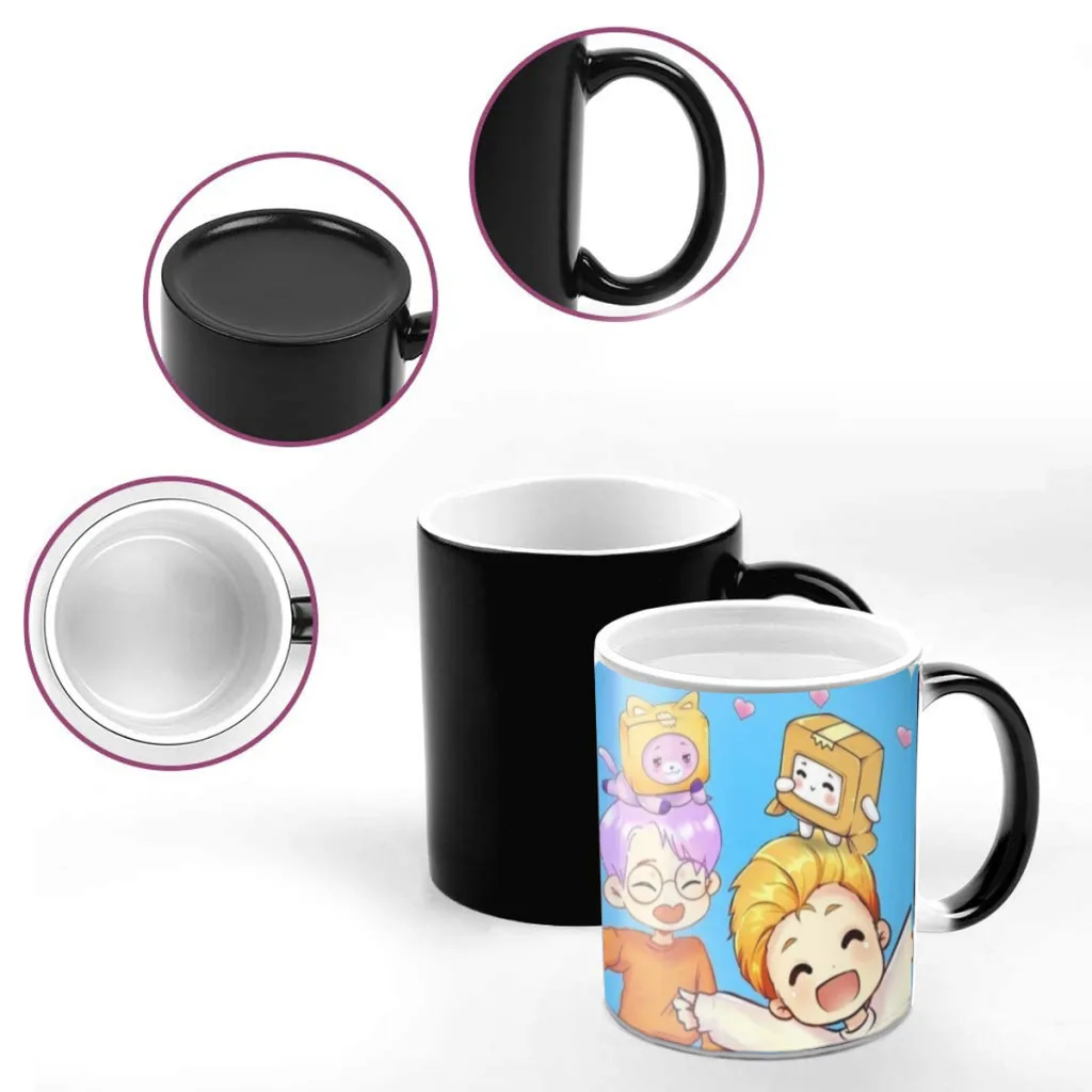 Cute L-Lankybox Happy Foxy Boxy Newest Design Coffee Mugs Heat Color Changing Milk Tea Cup Colorcup For Birthday Gifts