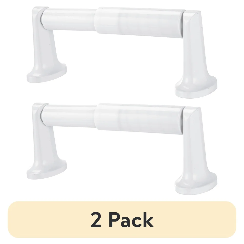 2 Pack Wall Mounted Toilet Paper Holder Tissue Dispenser Ergonomic Design Easy Installation Bathroom Accessories White Finish