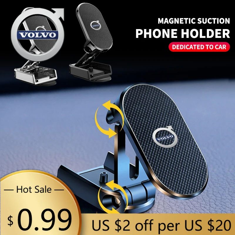 

Колпаки-концентраторы с логотипом автомобиля, магнитный складной держатель для телефона для Volvo AWD V60 V40 XC90 S60 XC60 S90 V90 CX70 XC40 C40 C70 EX90 Rdesign Acce