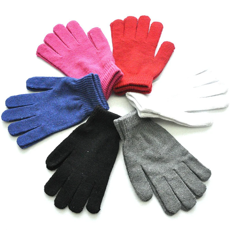 

Women Men Knitted Gloves Winter Woolen Knitting Full Finger Mittens Solid Color Outdoor Cycling Riding Gloves Short Wrist Mitten
