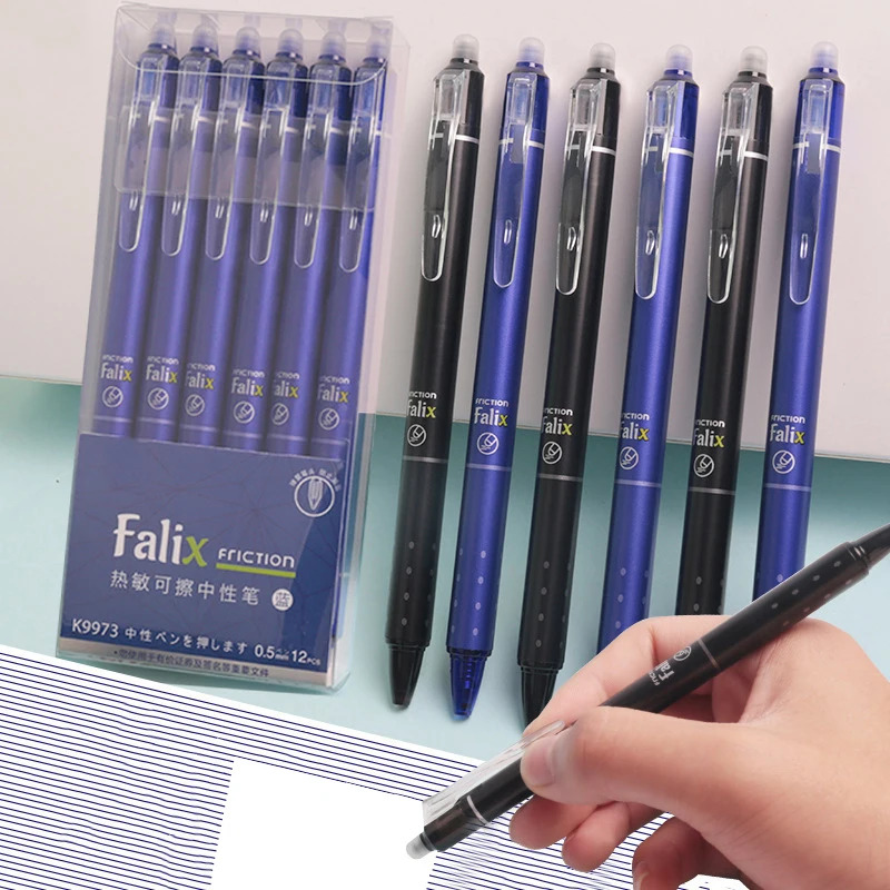 12Pcs 0.5mm Erasable Gel Pen Set Press Type Ballpoint Pen School Office Stationery Supplies Smooth Writing view 3