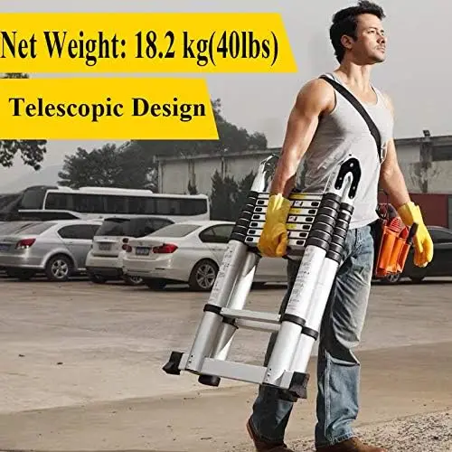 Aluminum Telescoping Telescopic Ladder 5M/16.5Ft A Frame Portable Extension Folding Multi-Purpose Heavy Duty Compact Ladder