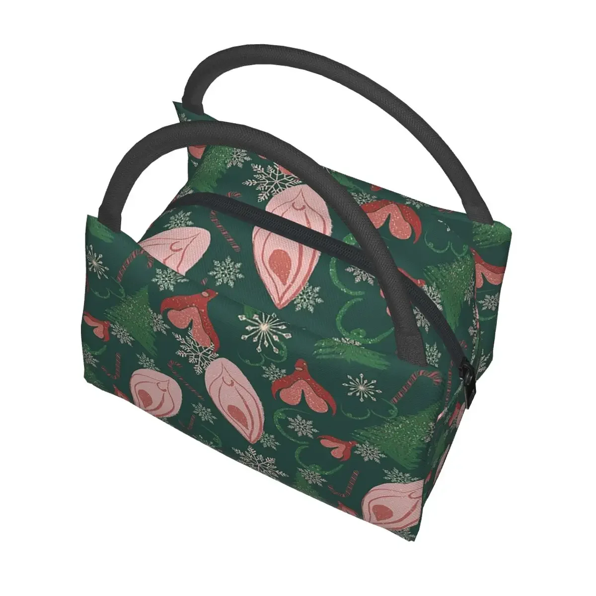 Christmas Vulva Green Insulated Lunch Bag for Women Children Leakproof Food Boxes Thermal Lunch Box Tote