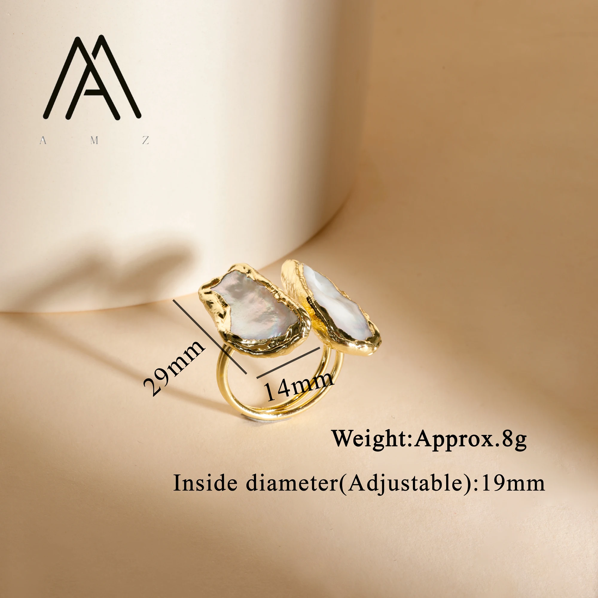 مجوهرات اللؤلؤ المفتوحة الفريدة من نوعها من اللؤلؤ الطبيعي خواتم فاخرة غير منتظمة مطلية بالذهب حصريًا للنساء ملابس الحفلات هدية مثالية