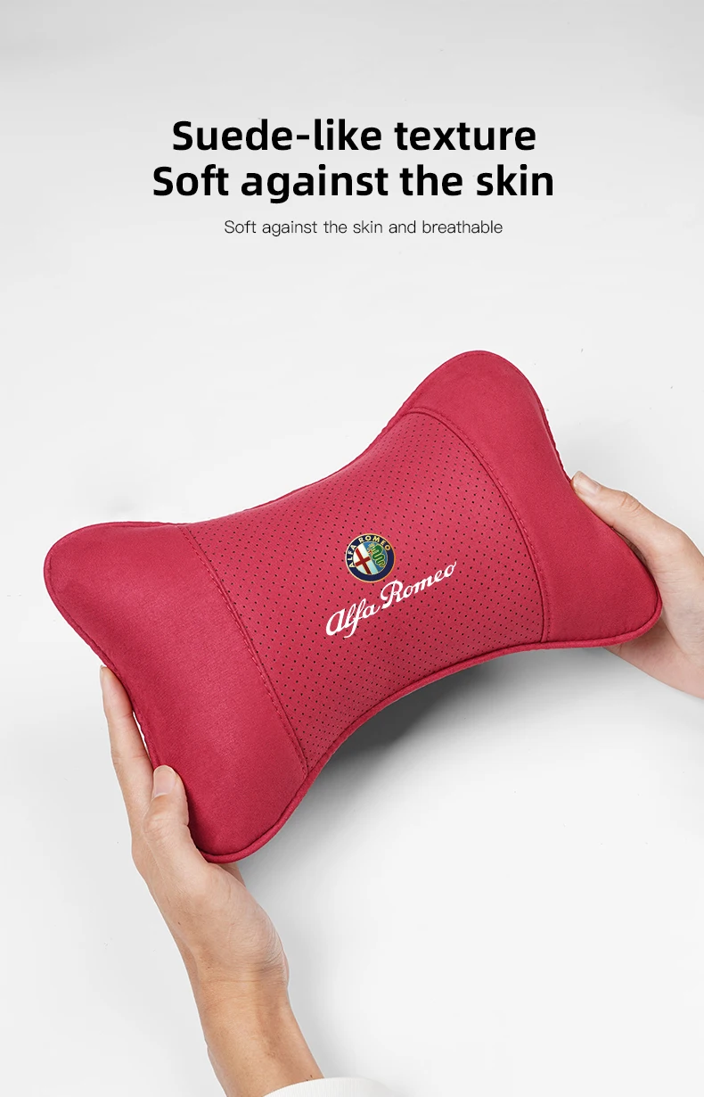 Auto-Kopfstützenkissen mit Logo für Nacken- und Wirbelsäulenschutz für Alfa Romeo 156 159 147 4C 8C 166 Giulia Giulietta Mito Stelvio – Detail 4