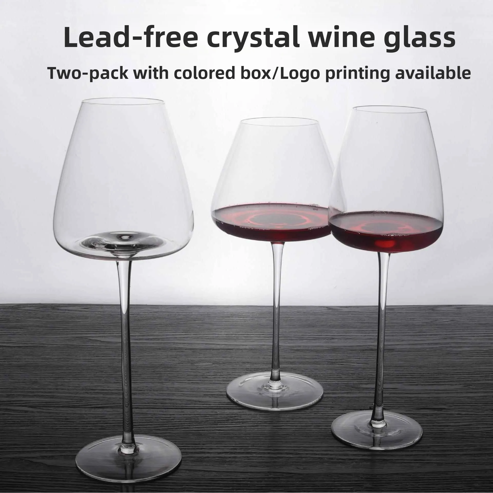

Handmade Crystal Wine Glasses Creative Concave Bottom Champagne Cups Set of 2 Color Box Home Use Large Belly Burgundy Set
