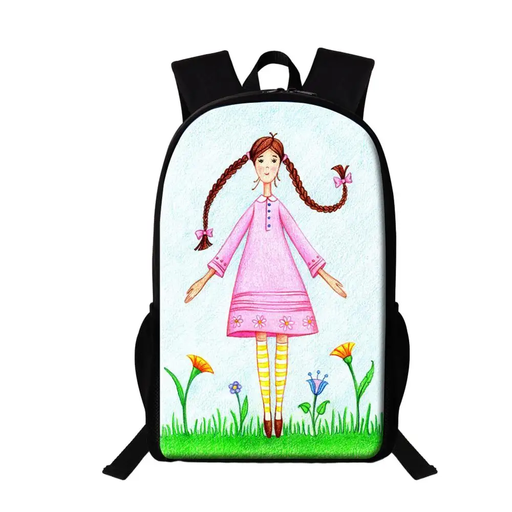 Ransel sekolah anak perempuan motif putri ransel perjalanan kartun wanita ransel multifungsi tas buku 16 inci untuk anak perempuan