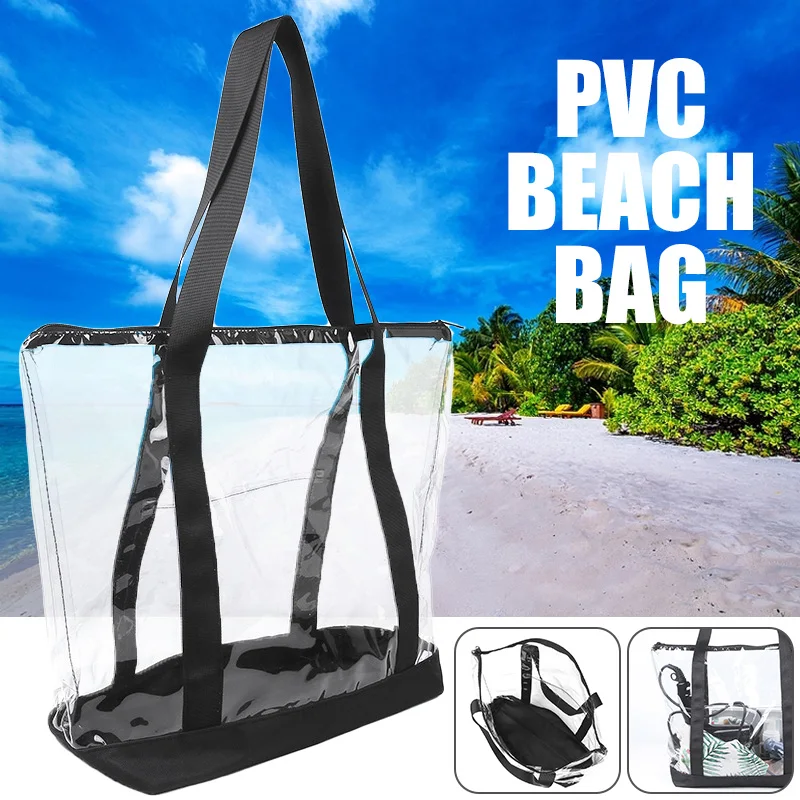 

Transparent Clear Waterproof Tote Bag Pvc Tote Bag with Zipper Security Event Stadium Beach Pool Outgoing Travel Large Tote