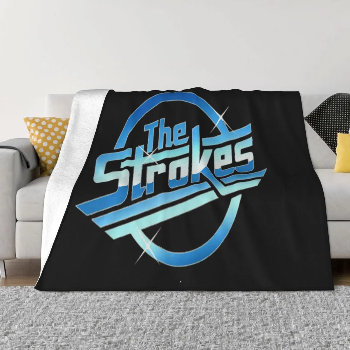 T The Strokes Pop Rock White Music Memorabilia Retro Vintage Distressed Throw Blanket