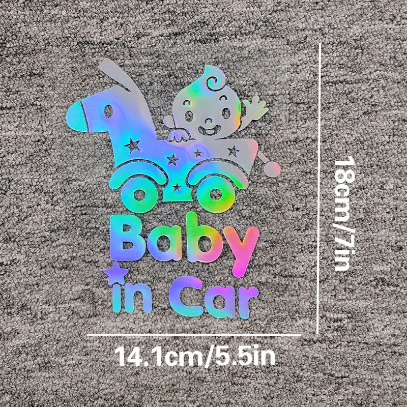1-Pack Car Window Decal Sticker for Babies Interior Creative Scratch Cover Laser Cut Adhesive Decoration Auto Body Art 04 Model