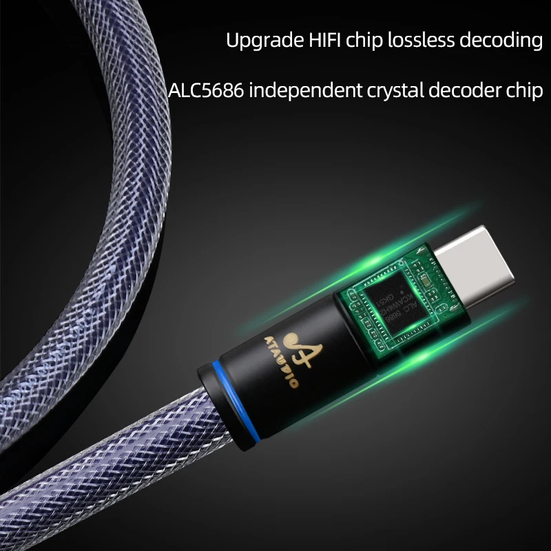 ATAUDIO HiFi USB Type-C to 2RCA Cord for Phone Speaker Hi-end 6N OFC Type-C to 2RCA Male Jack Y Splitter Profesional Audio Cable