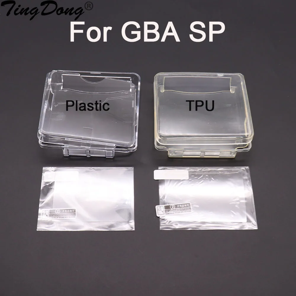 Klare Schutzhülle für GBA SP Spielkonsole, Kristallklare Abdeckung, TPU-Hülle, Displayschutzfolie