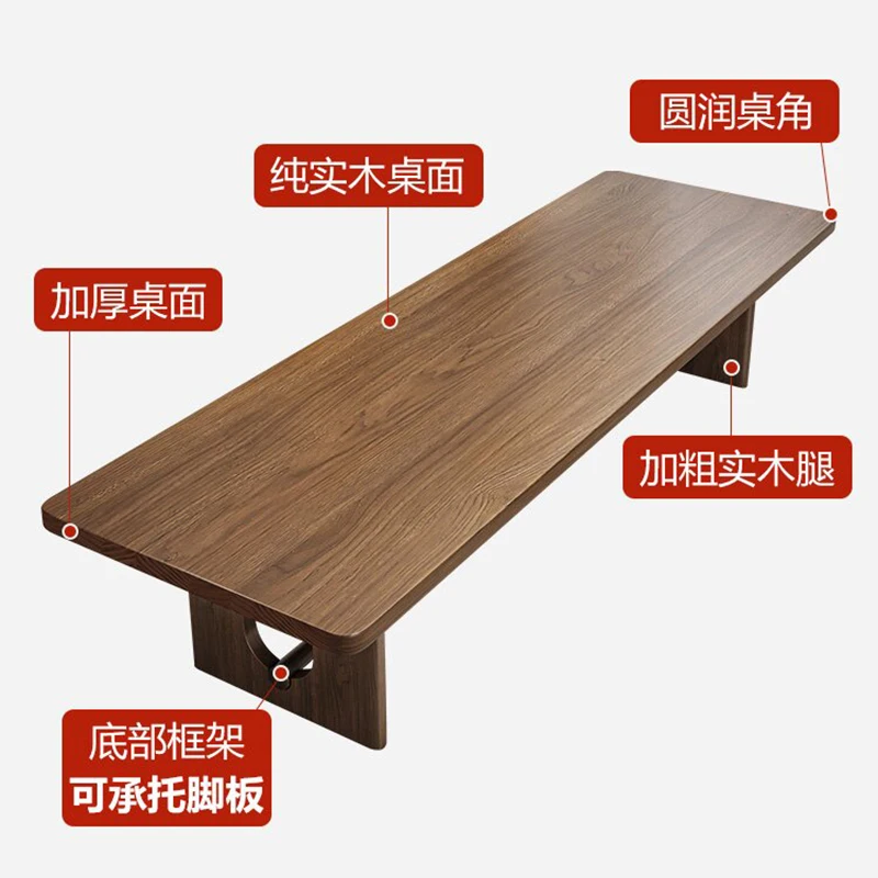 Long  gold sandalwood conference table modern simple long table log office reception table workbench desk