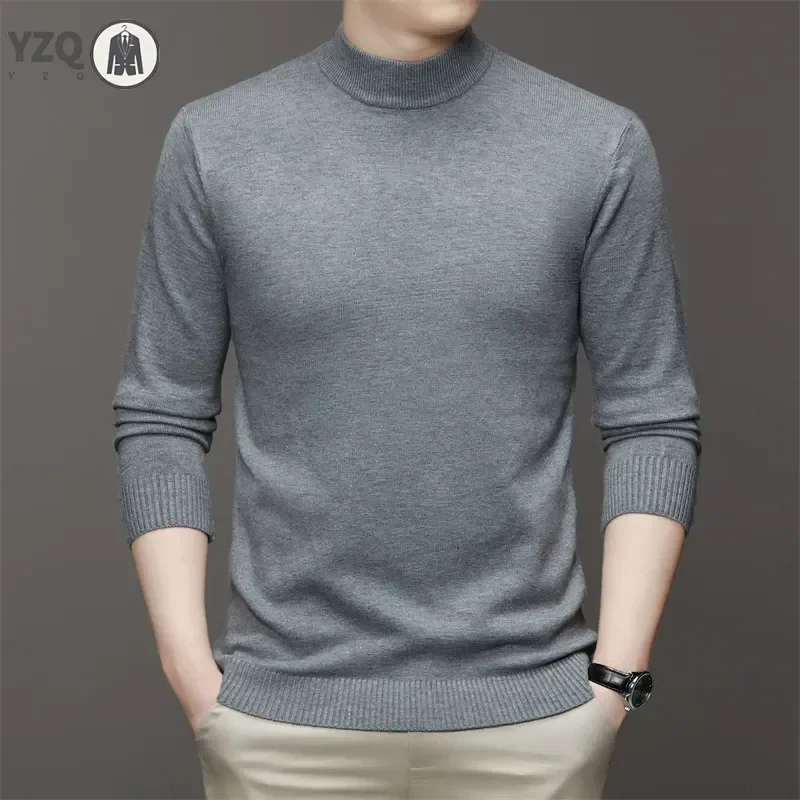 7 Colour Men\'s Half High Neck Long Sleeved Solid Color Sweater Soft, Warm and Comfortable Top with a Base