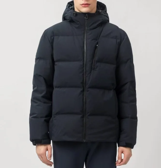 Men's High Quality Formal Winter Jacket Windproof and Warm Woolen Sportswear Zipper Closure down Coat with Washed Technics