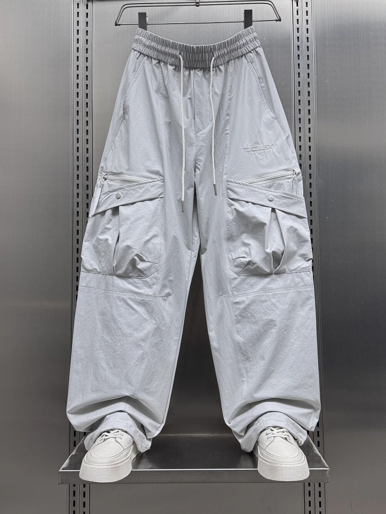 

Summer Thin Work Pants Men's Versatile Haome Straight Casual Loose Long Embroidered Trendy Pants Youthful Energy Sle