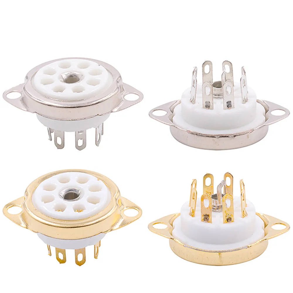 10pcs Professional 8Pin Ceramic Gold-plated Small Electron Tube Socket GZC8-Y-9 For EF40 AZ41 EF41 EL41 ECC40