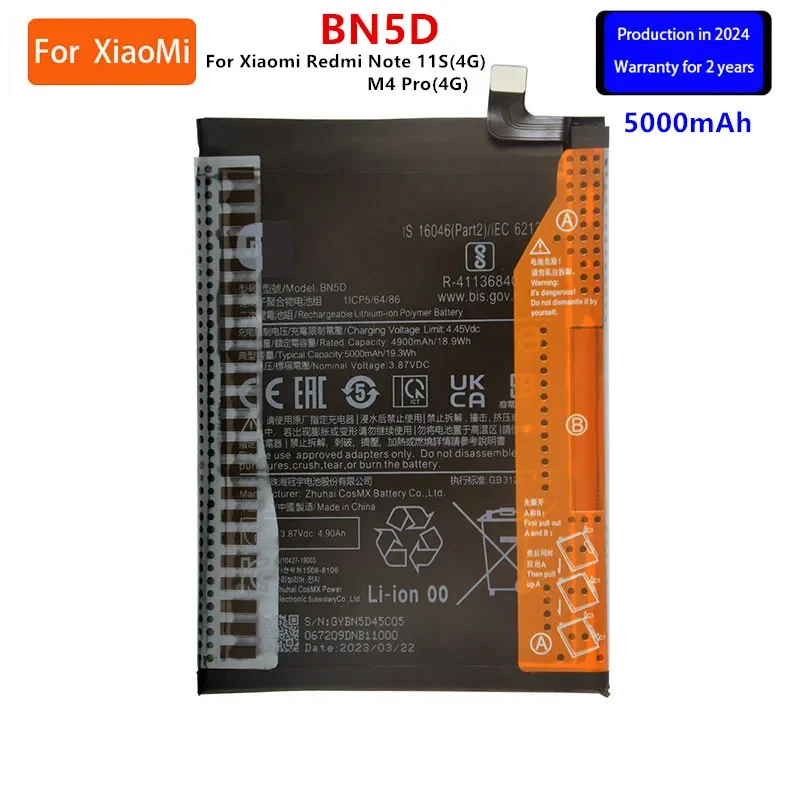 

Brand New BN5D 5000mAh Battery For Xiaomi Redmi Note 11S 11 S 4G / M4 PRO 4G Phone Replacement Batteries