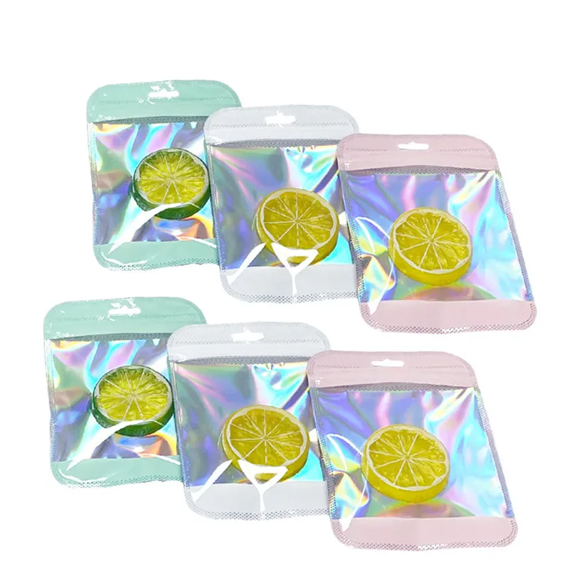 1000Pcs/Lot Macarone Packing Bag Translucent Window Color Ziplock Bag White Powder Green Plastic Aluminum Foil Bag