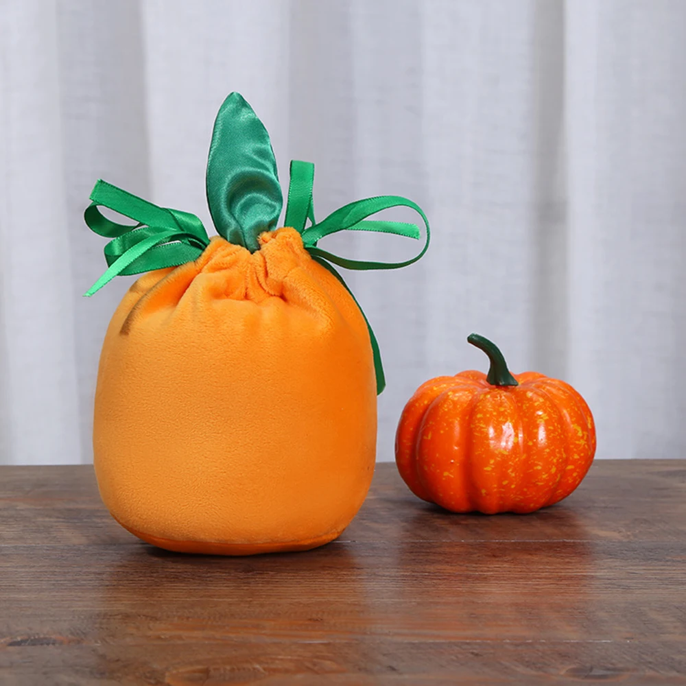 1 pz sacchetto di zucca di velluto sacchetto di caramelle di zucca di Halloween sacchetto regalo di biscotti Snack dolcetto o scherzetto bomboniere