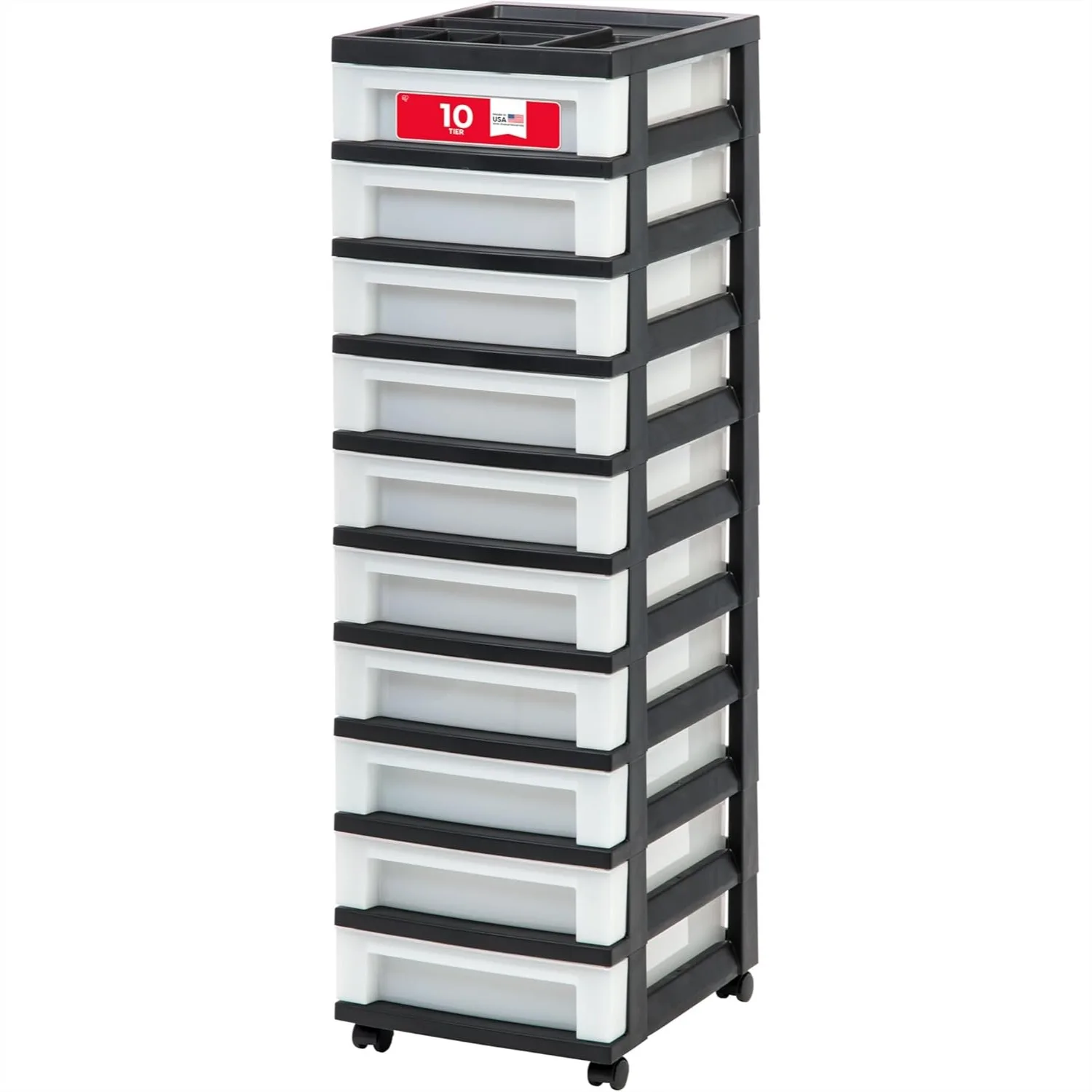 

Plastic Drawer Storage Organizer Rolling Cart with Wheels, 10-Drawers for Office Craft Supplies Closet Bathroom Laundry