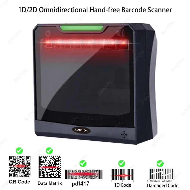 2d Barcode Scanner Table Bar code Reader Wired Big Desktop Scanner USB Hands-Free High Speed Reader qr Code for Supermarket