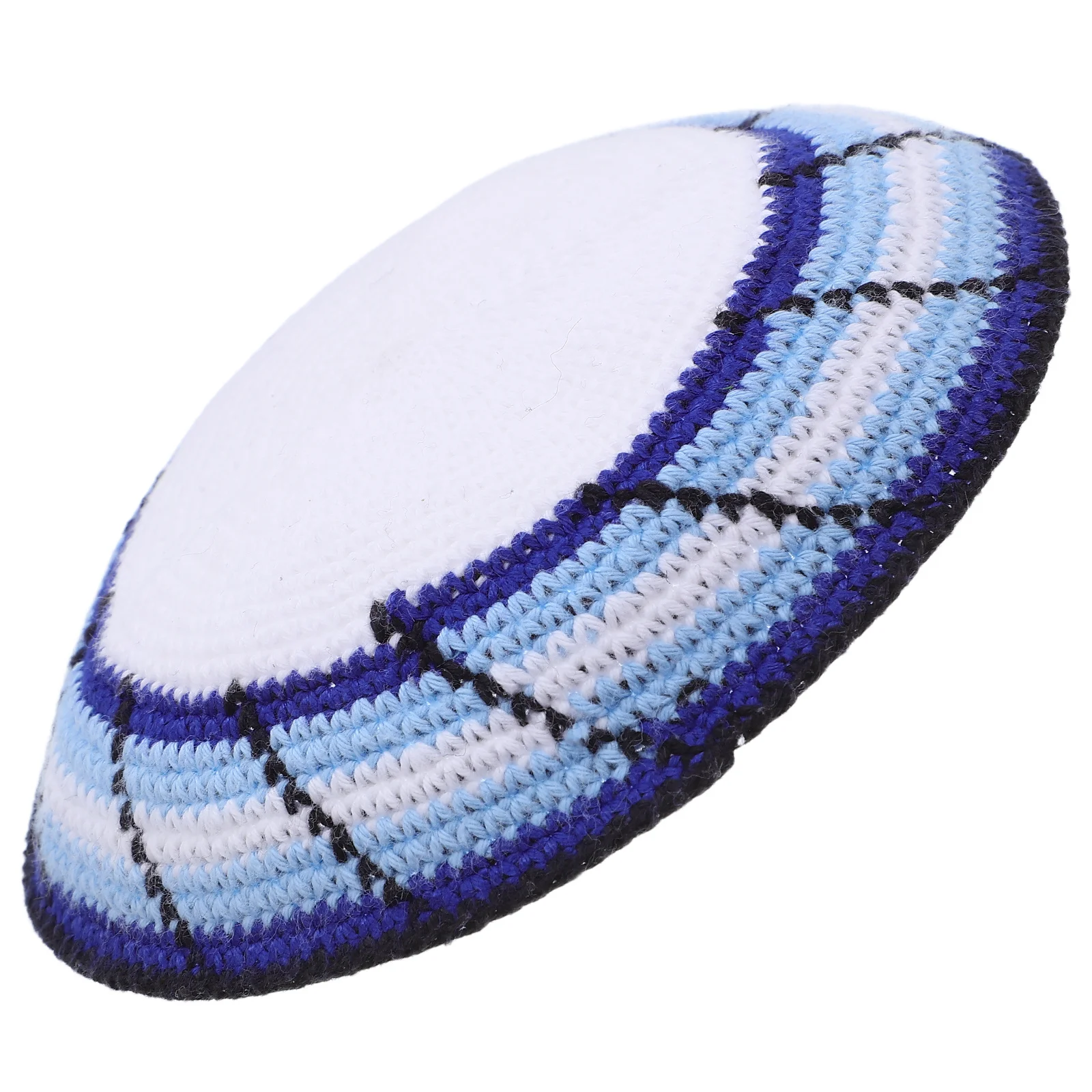 

Men's Knitted Kippah Yemenite Design Hand Made Jewish Skullcap Lightweight Portable Yarmulke for Travel Daily Religious Wear