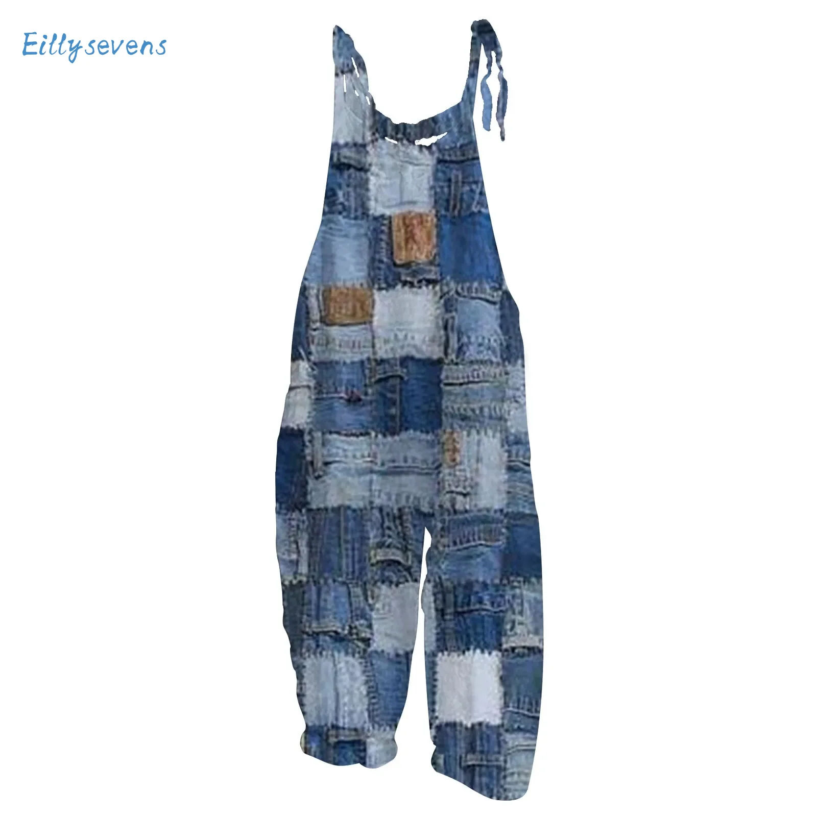 

Women'S Retro Jumpsuits Fashion Trend Classic Sunflower Striped Print Summer Loose Rompers Causal All-Match Strap Jumpsuits