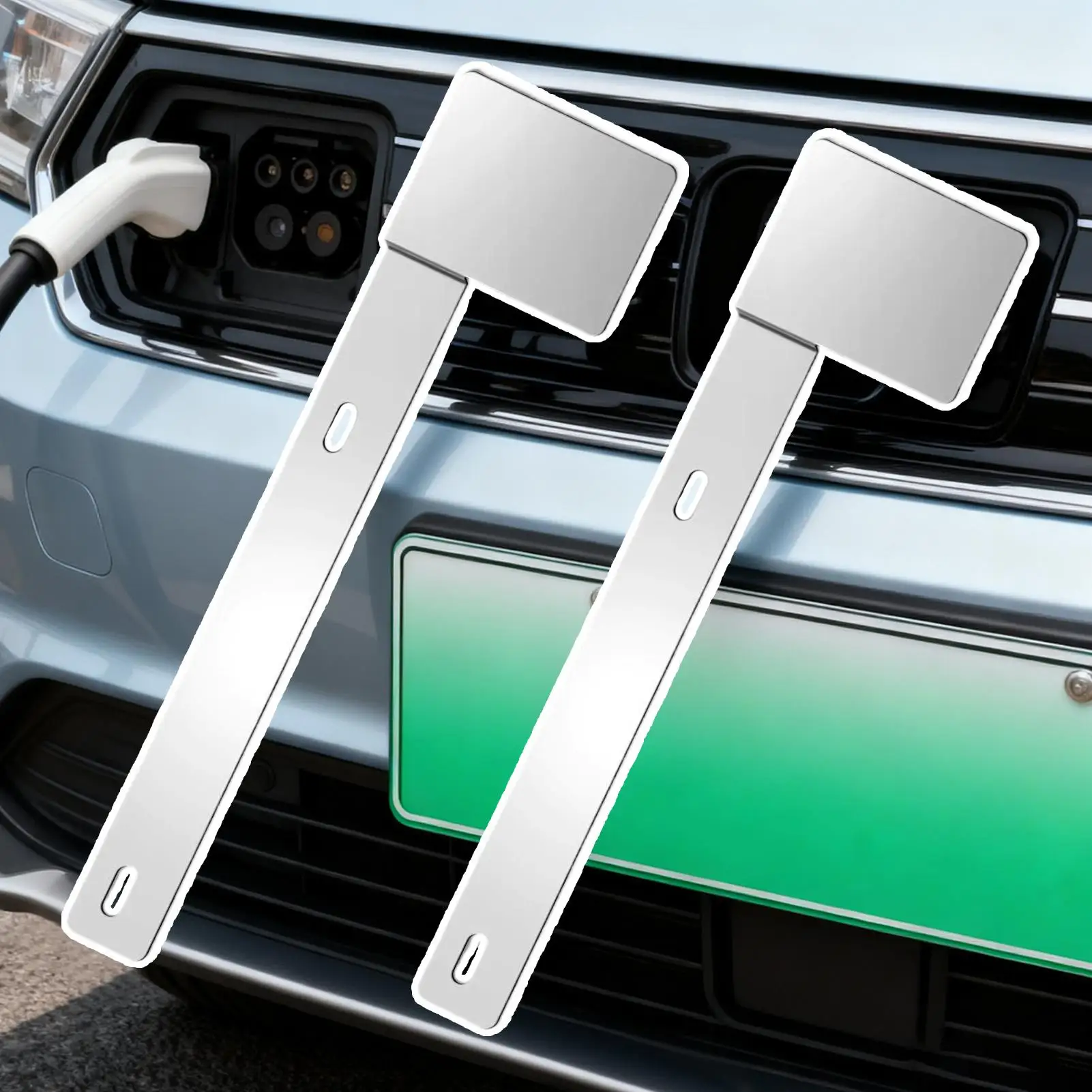 

License Plate Safety Check Bracket 2 Pieces Stainless Steel Car Exterior Accessories Safety Check Sticker License Plate Bracket