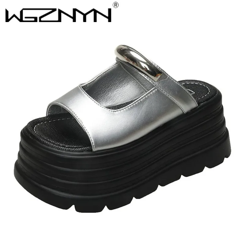 

NEW Luxury Summer Beach Sandals Women Wedge Heels Slippers Ladies 8CM High Platform Chunky Slides Woman Outdoor Casual Flip Flop