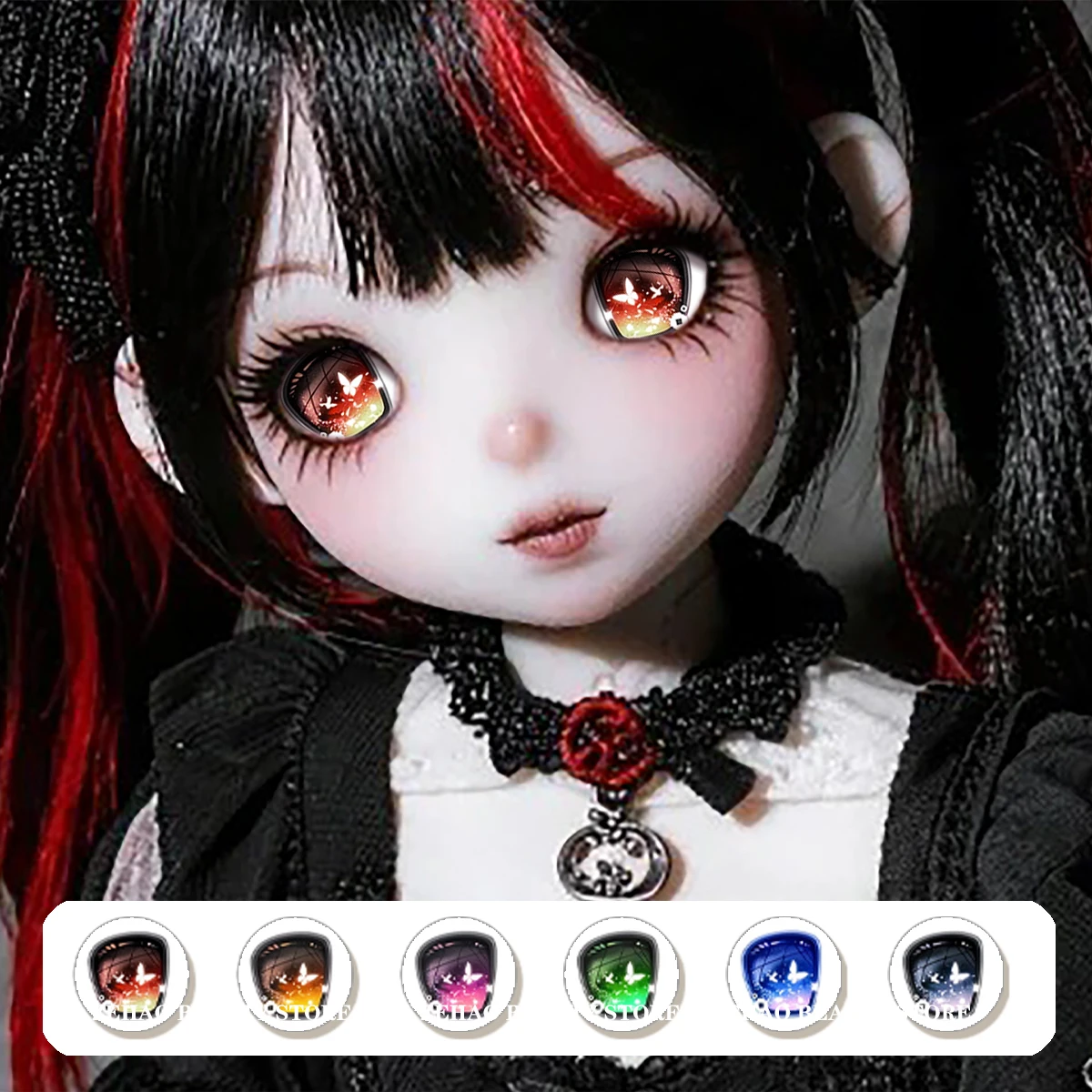 Blythe BJD Doll Glass Eye Chips 10MM-40MM Anime Sunset Butterfly Pattern Doll Eyes Replacement Eye Chips JD034