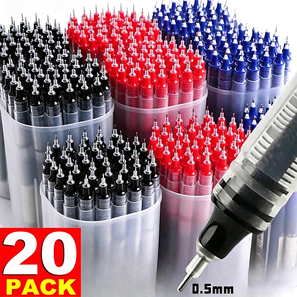 

1-20Pcs 0.5mm Needle Type Gel Ink Pens Black/Blue/Red 0.5mm Liquid Ballpoint Pen Students Stationery School Office Writing Tool