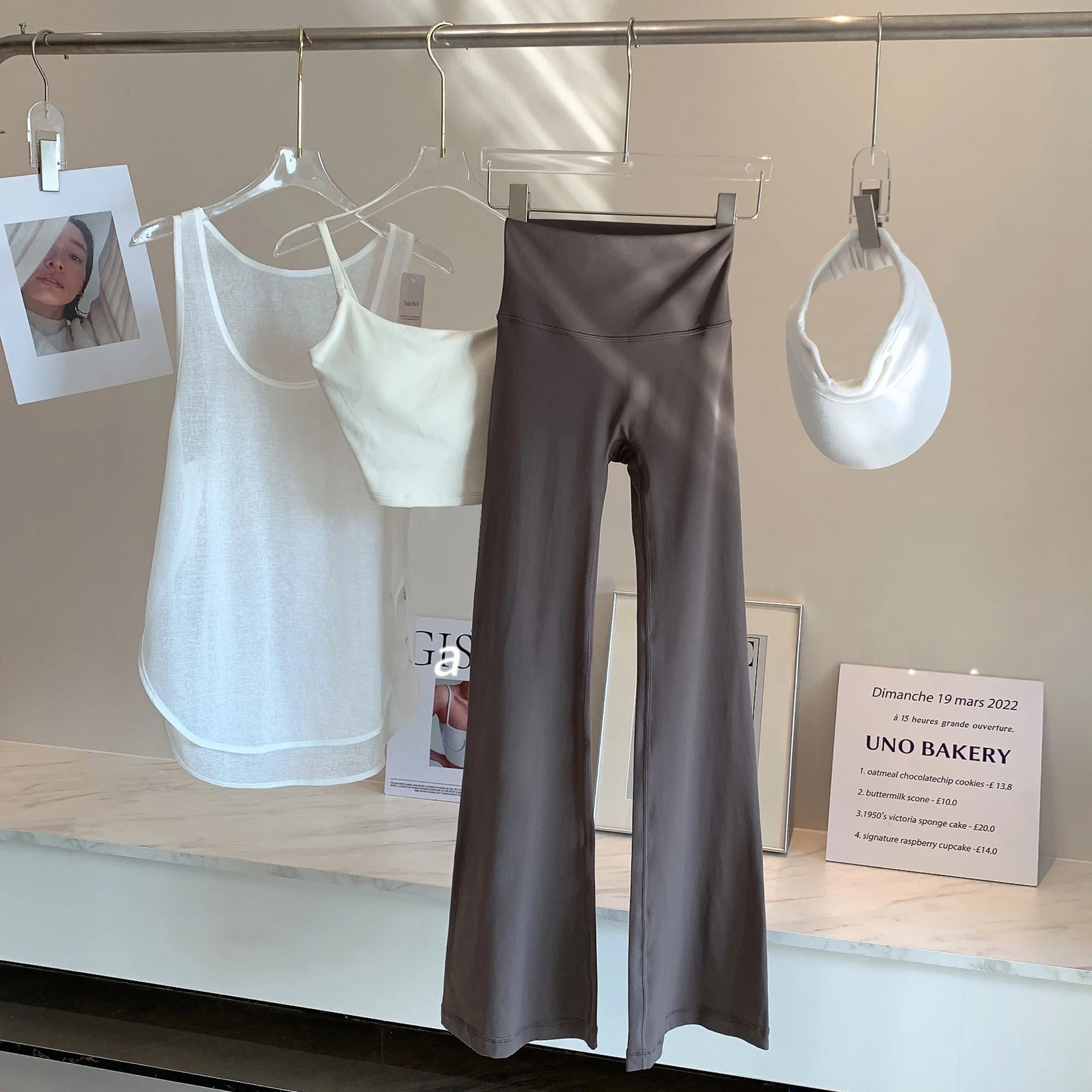 

Легкий комплект одежды для йоги с высокой талией, спортивный жилет и брюки-колокольчик для женщин, летний ансамбль Faion