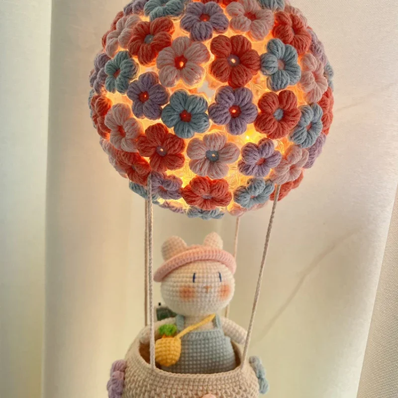 Handmade Woven Material Kit Relieving Stuffy Handmade Crochet Wool Hot Air Balloon Night Light