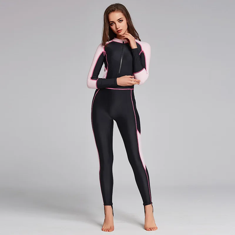 

Women One Piece Rash Guards Diving Suit Full Bodysuits Front Zipper Snorkeling Wetsuit Long Sleeve Surfing Swimsuits