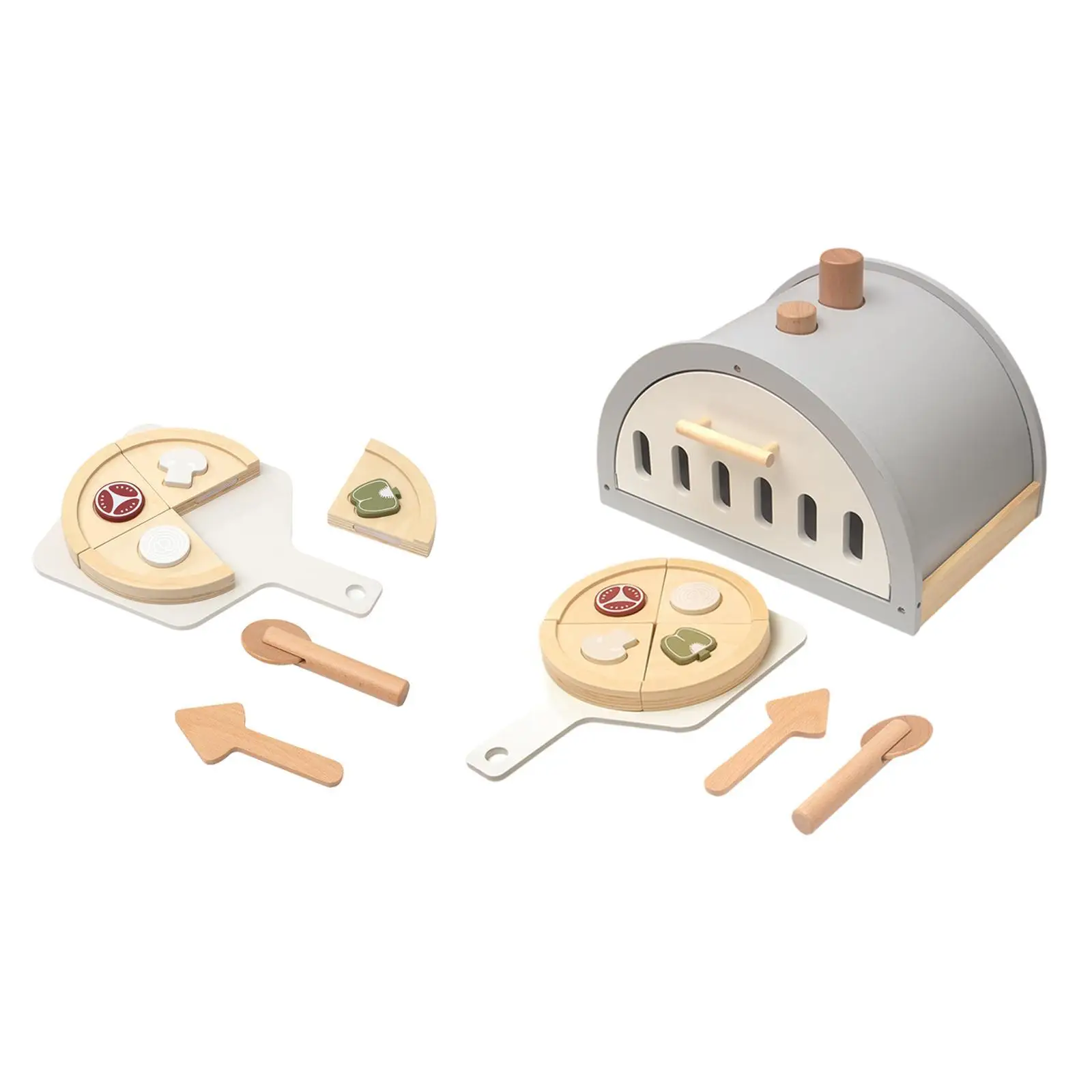 Wooden Pizza Toy Playset Realistic for Kids Birthday Gift Aged 3+