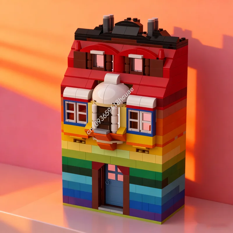 

297 шт. MOC Радужный дом, классическая модель, строительные блоки, игрушки, архитектура, сборка, сделай сам, образование, кирпич, рождественские подарки на день рождения