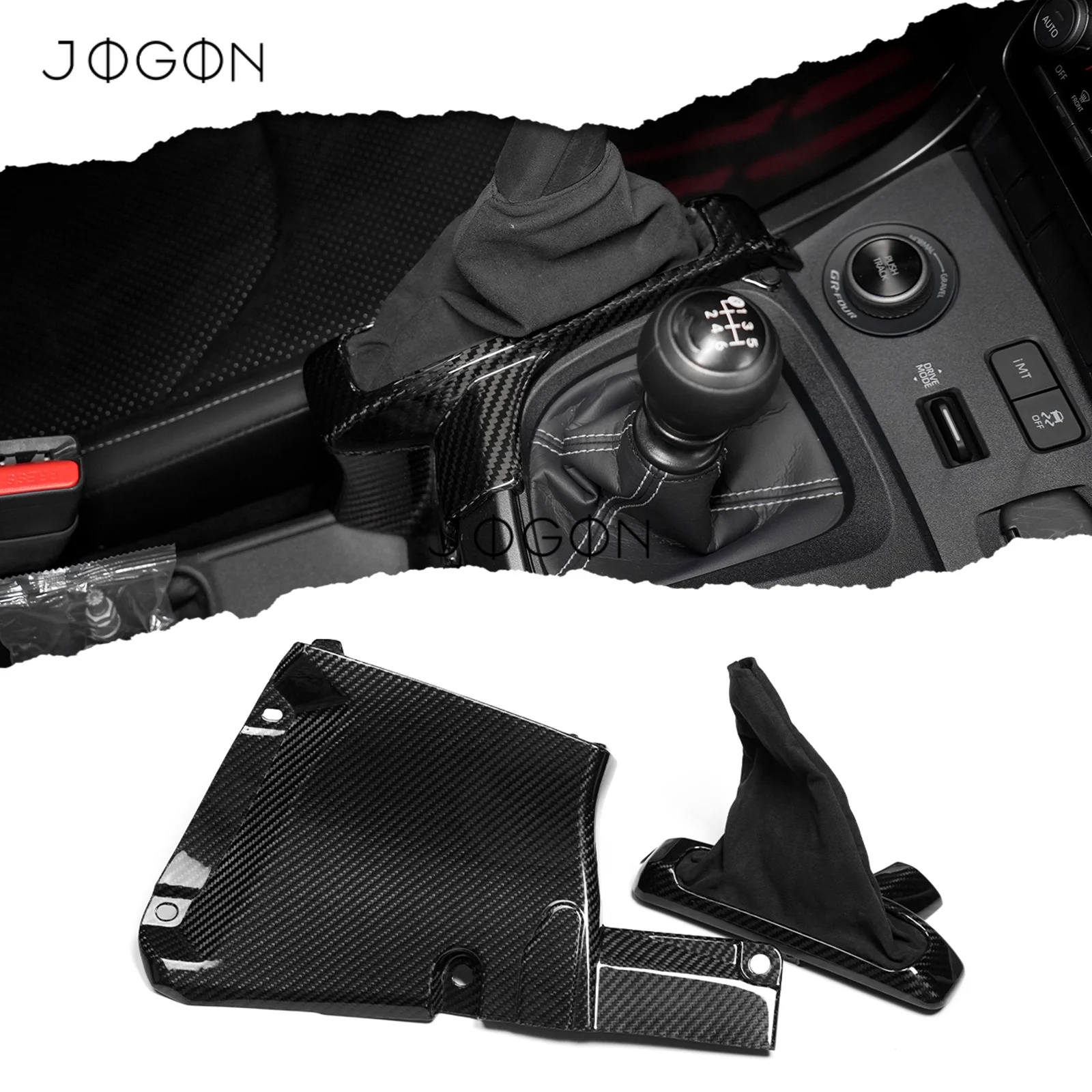 LHD For Toyota GR Yaris 2025 2026 Carbon Fiber & Alcantara Car Interior Gear Shift Bezel Panel & Handbrake Trim Kit Replacement