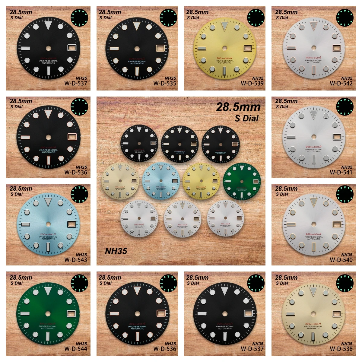 

28.5mm S Logo SUB Sunburst Dial Fit NH35/NH36/4R/7S Movement Green Luminous Diving High-Quality Watch Modification Accessories